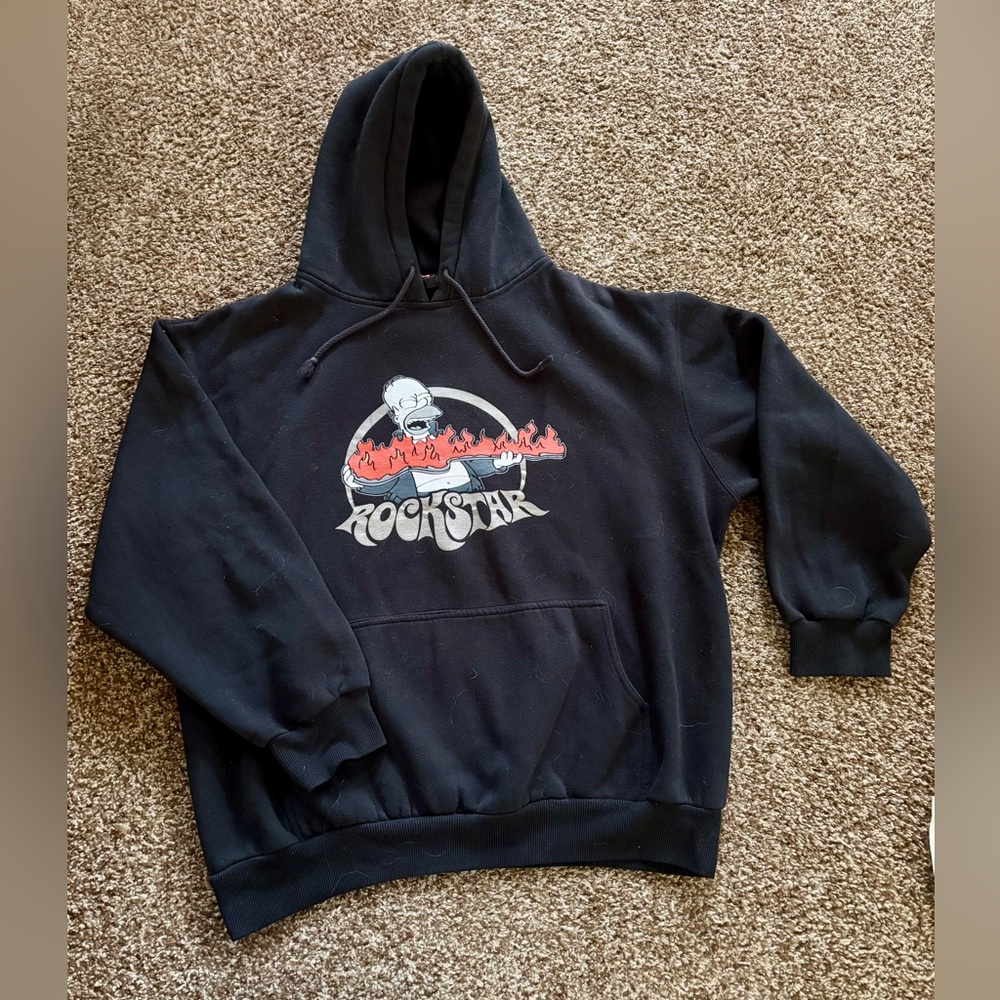 Homer Simpson Rockstar Black Hoodie
